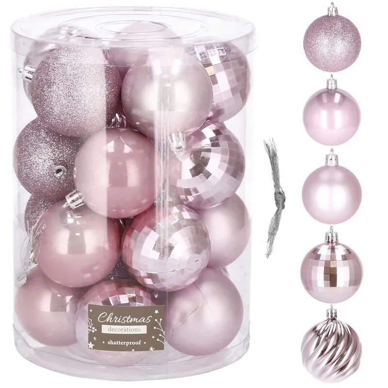 Springos - palline di natale rosa set 20 pz per le feste