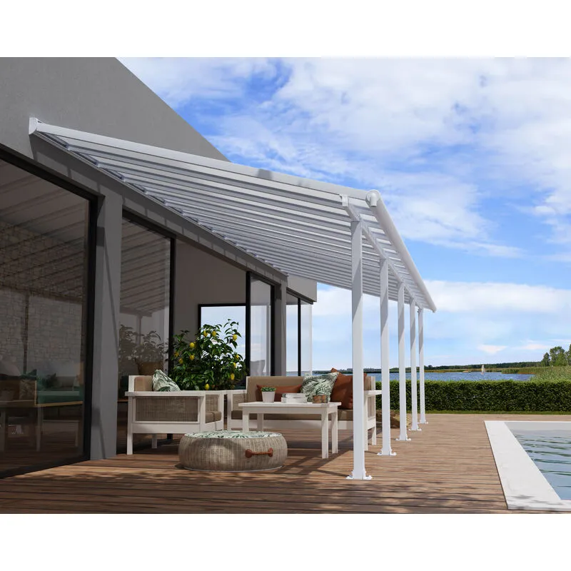 Canopia Olympia Pergola Addossata in Alluminio 3X9.8 m Bianco