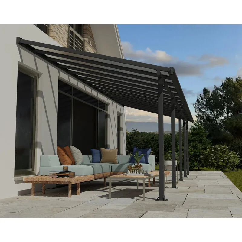 Canopia Olympia Pergola Addossata in Alluminio 3X8.6 m Grigio