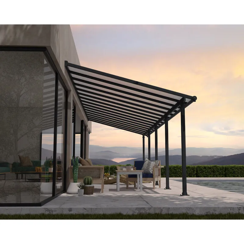 Canopia Olympia Pergola Addossata in Alluminio 3X9.2 m Grigio