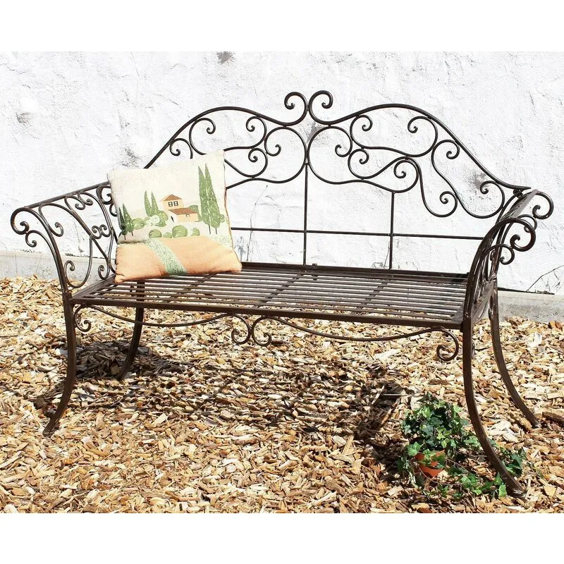 Panchina da giardino in metallo marrone resistente alle intemperie 146 cm 2 posti Park Bench 111183 Panchina in ferro antico Giardino Antico - Dandibo