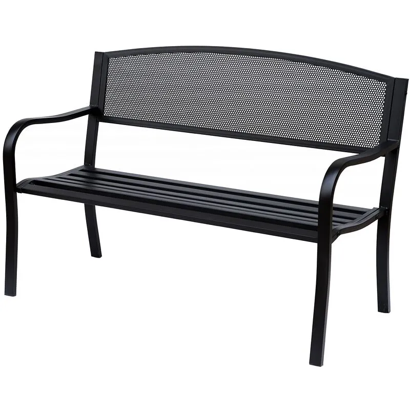 Giordanoshop - Panca da Giardino 2 Posti in Acciaio 127x60x85 cm Nero