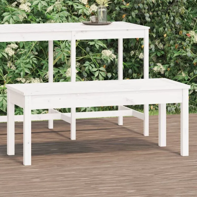 Panca da Giardino Bianca 109x44x45 cm Legno Massello di Pino - Vidaxl