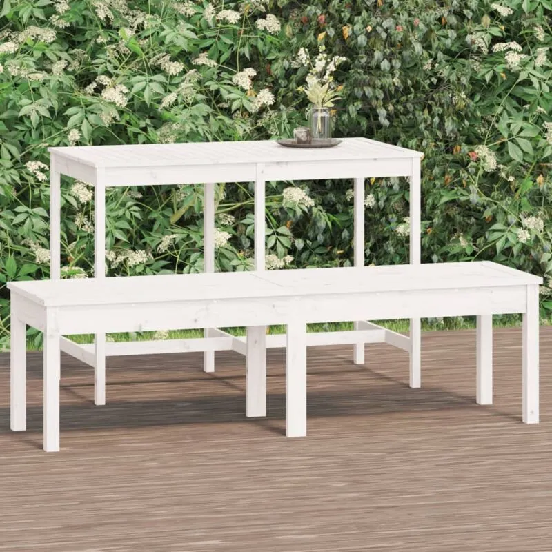 Maisonchic - Panca Giardino 2 Posti Bianca 159,5x44x45cm Legno Massello Pino vidaXL 47343