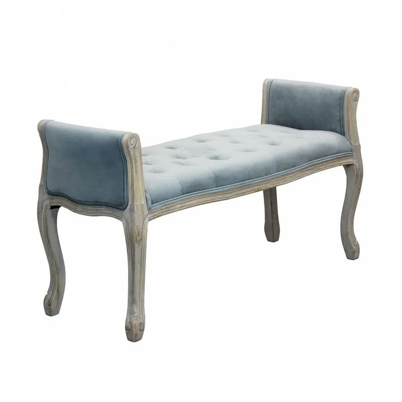 Giordanoshop - Panca Madelyn in Velluto Grigio 113x48x 45/60 h cm in Legno Grigio