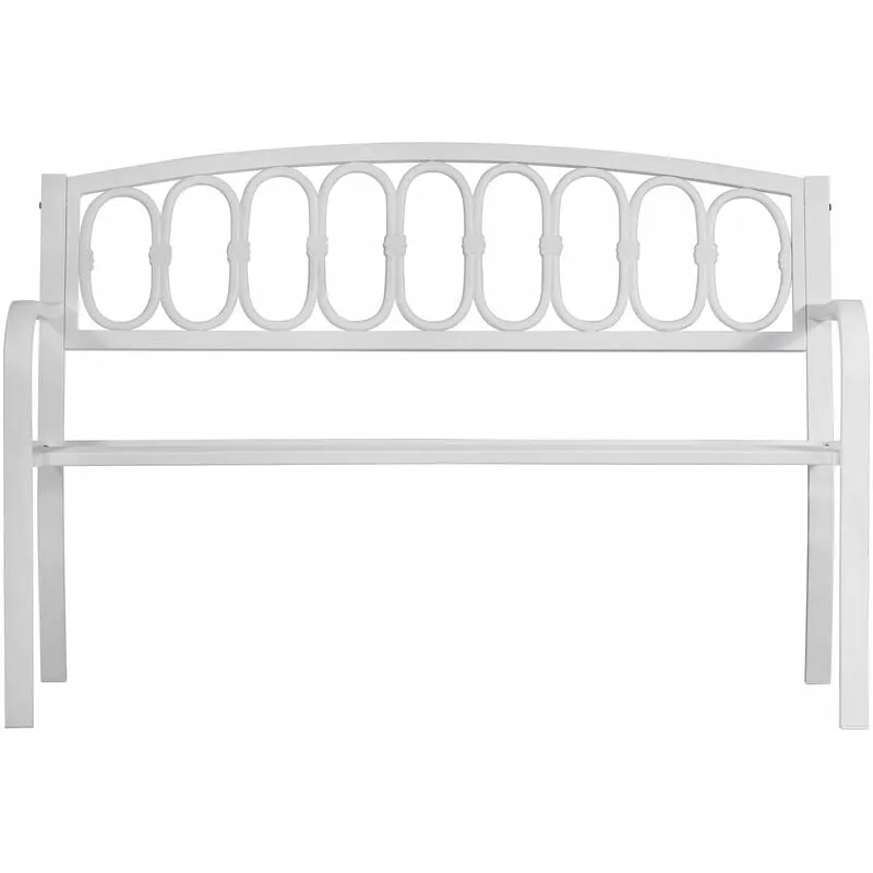 Giordanoshop - Panchina da Giardino 2 Posti 123x63x87 cm in Ferro e Ghisa Bianca