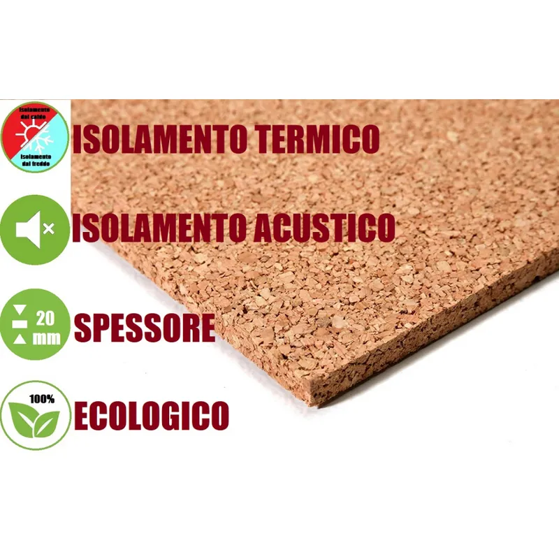 Pannello in Sughero Naturale per Isolamento Termico/Acustico-100x50x2 cm