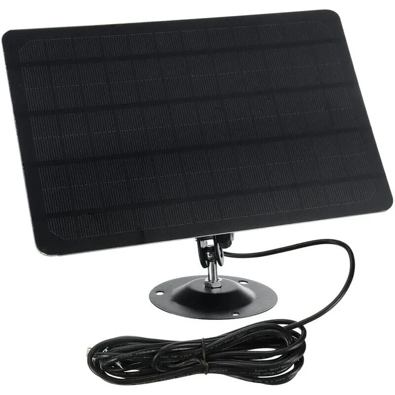 Pannello solare micro USB 10W 5V 2000mAh Rotazione di 360 gradi Piastra solare in silicone monocristallino impermeabile per fotocamera USB (Nero)