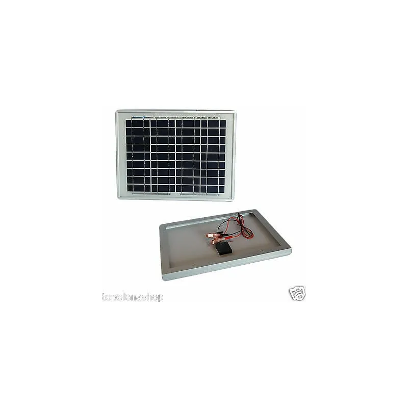 Topolenashop - pannello solare modulo fotovoltaico 10W 10WATT 12V celle silicio pinze batteria