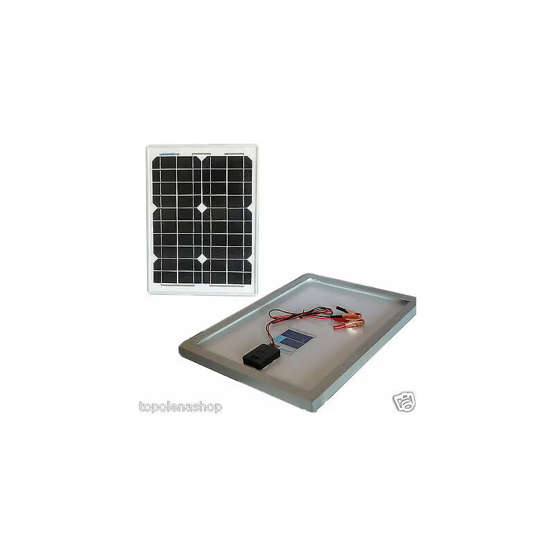 Topolenashop - pannello solare modulo fotovoltaico 30W 30WATT 12V celle silicio pinze batteria