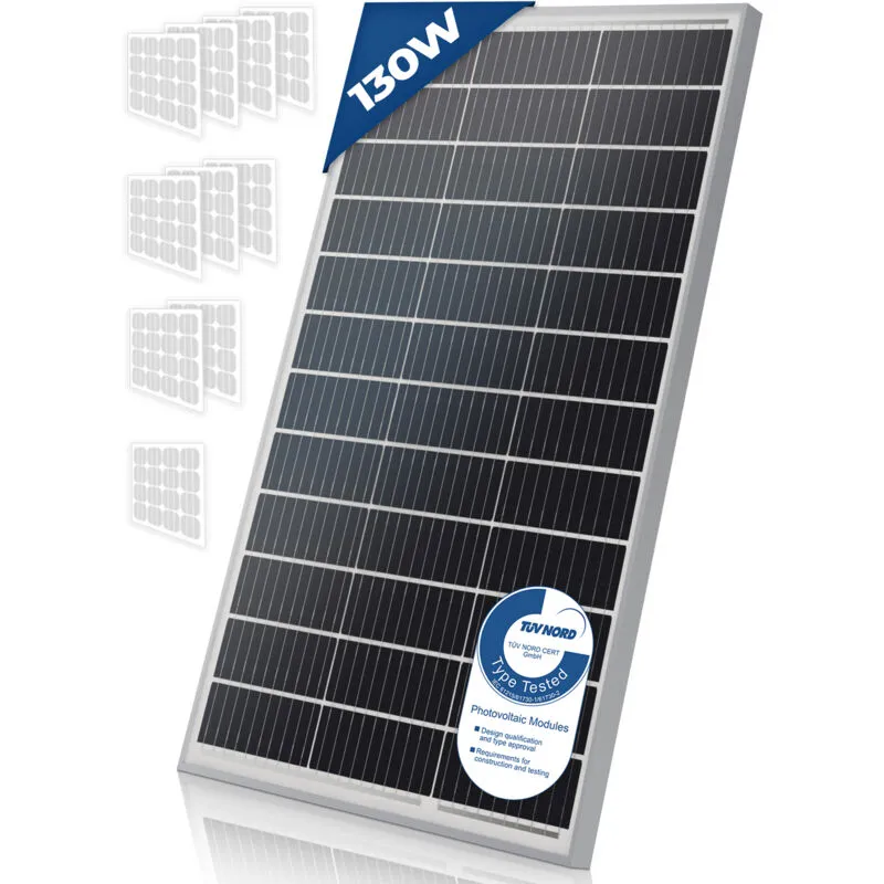 Scsports - Pannello Solare Monocristallino - Fotovoltaico, Silicio, 130 w, per Batterie da 12V, Set di 3 - Modulo Solare per Giardino, Tetto,