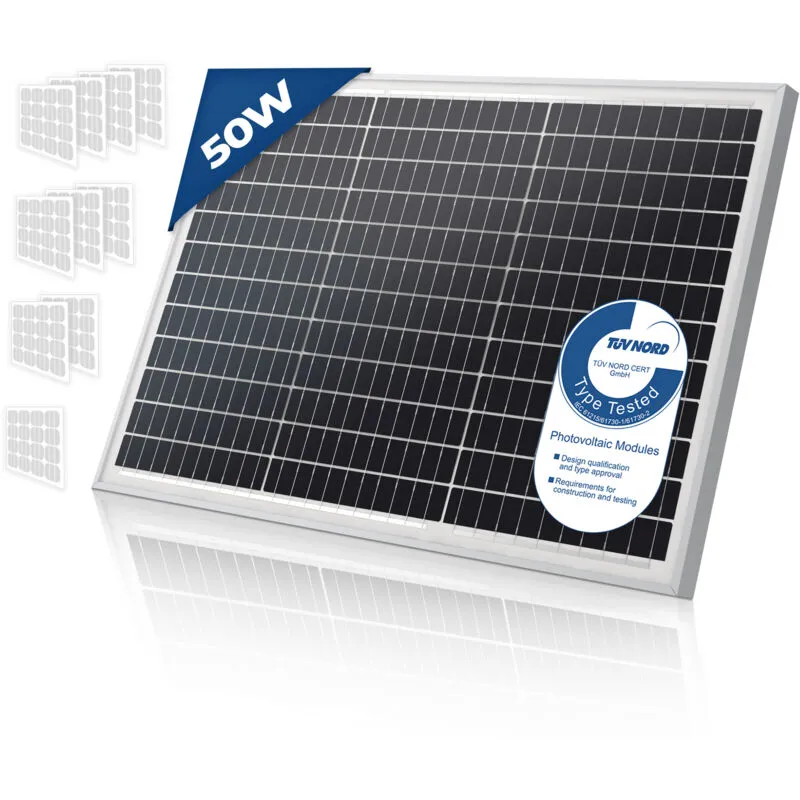 Scsports - Pannello Solare Monocristallino - Fotovoltaico, Silicio, 50 w, per Batterie da 12V, Set di 3 - Modulo Solare per Giardino, Tetto,