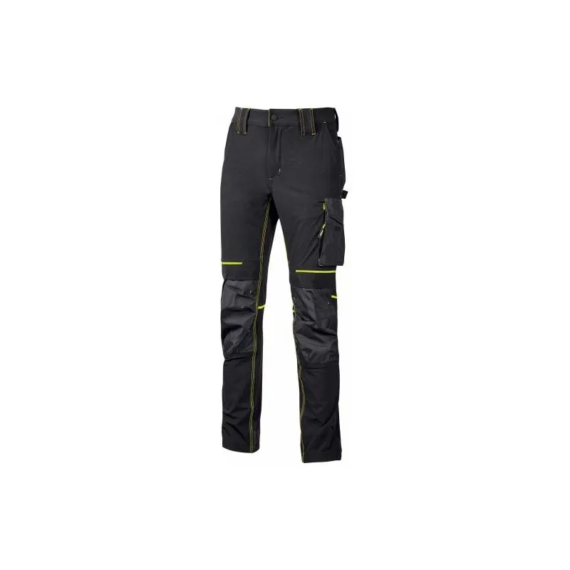 Marca - u-power pantalone atom slim fit nero-giallo tg.xl