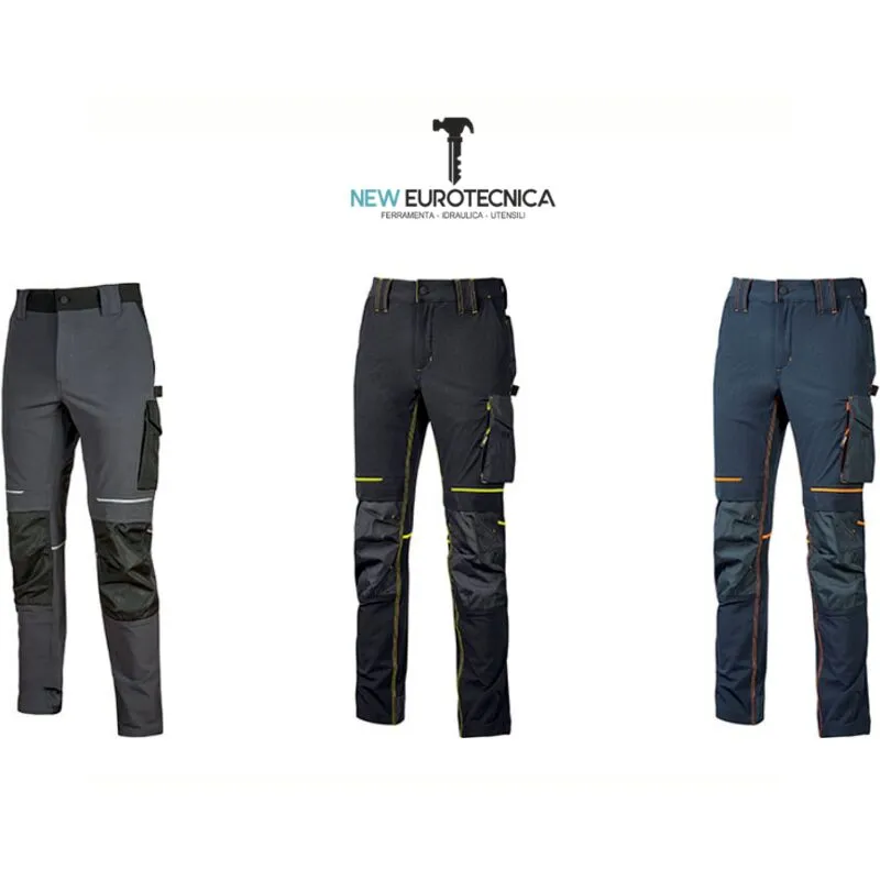 Pantaloni da lavoro u-power world u-4 stretch slim fit impermeabili traspiranti variante l - blu