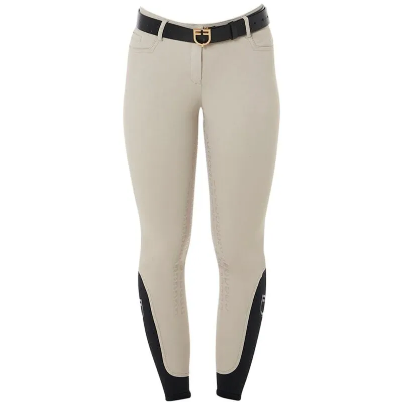 Pantaloni estivi equitazione donna modello Aria slim fit in tessuto tecnico con Full Grip: 36, Beige Oxford tan