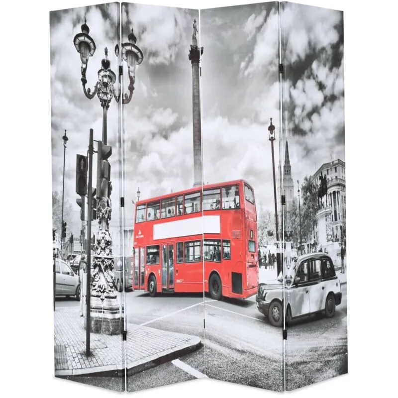 Vidaxl - Paravento Pieghevole 160x170 cm Stampa Bus Londra Bianco e Nero