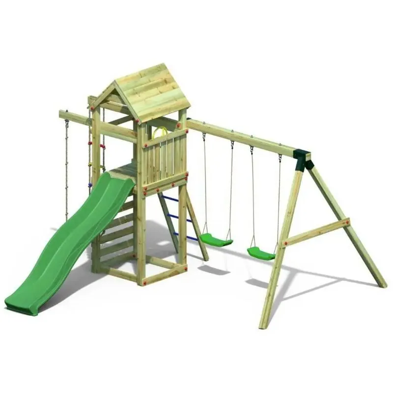 Fungoo - Gaia TL2S Parco giochi in legno da giardino con scivolo altalena