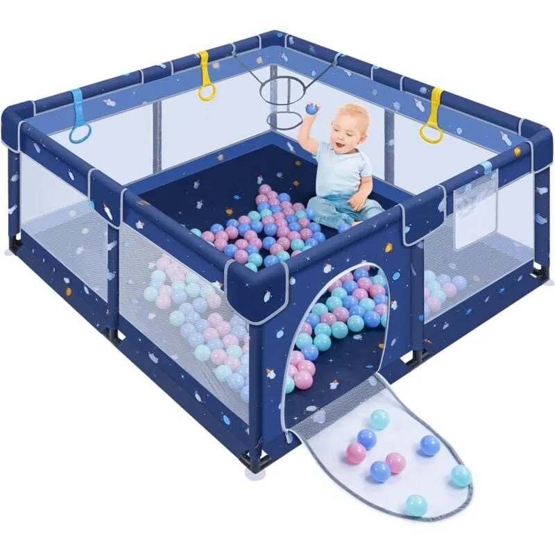 Naizy - Playpen Baby xxl 127x127cm Cancelletto per gattonare con rete traspirante e base antiscivolo per bambini all'interno e all'esterno, cartone