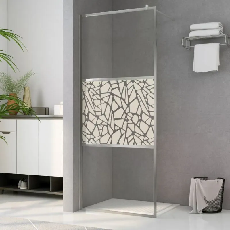 Parete per Doccia Walk-in in Vetro esg Design Pietra 115x195 cm - Vidaxl