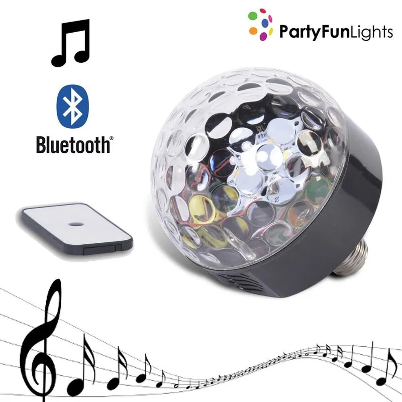 Party Fun Lights - Altoparlante Disco Bluetooth 6 Led + Telecomando Attacco E27 3w