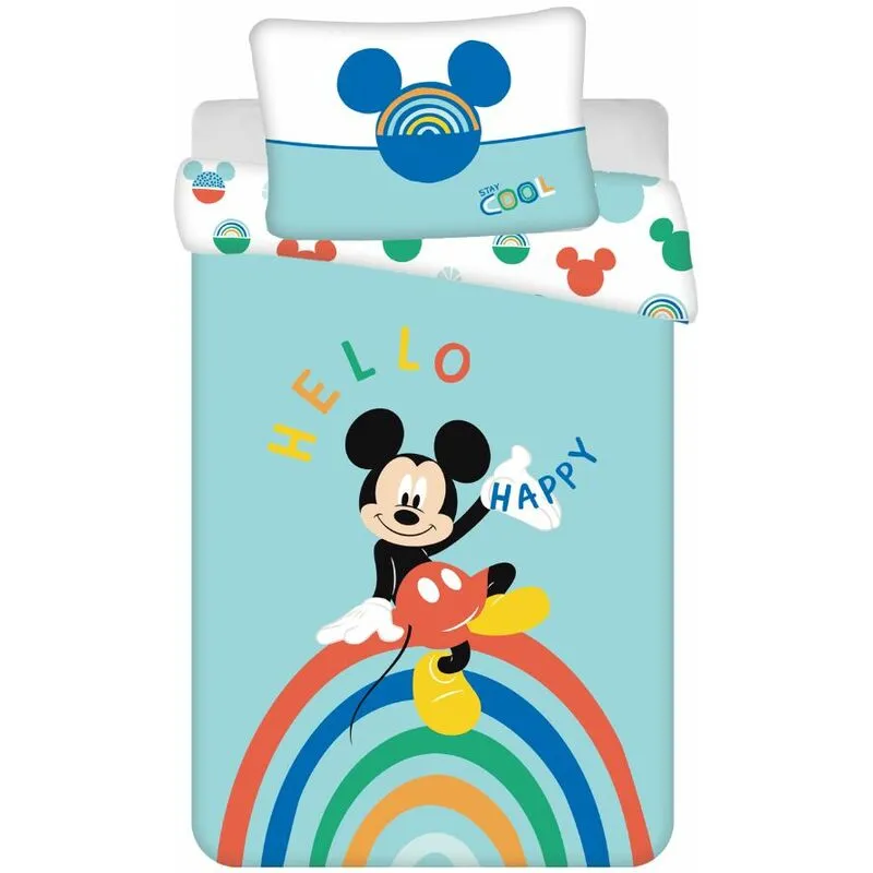 Parure copripiumino baby Mickey Rainbow lettino - Multicolor