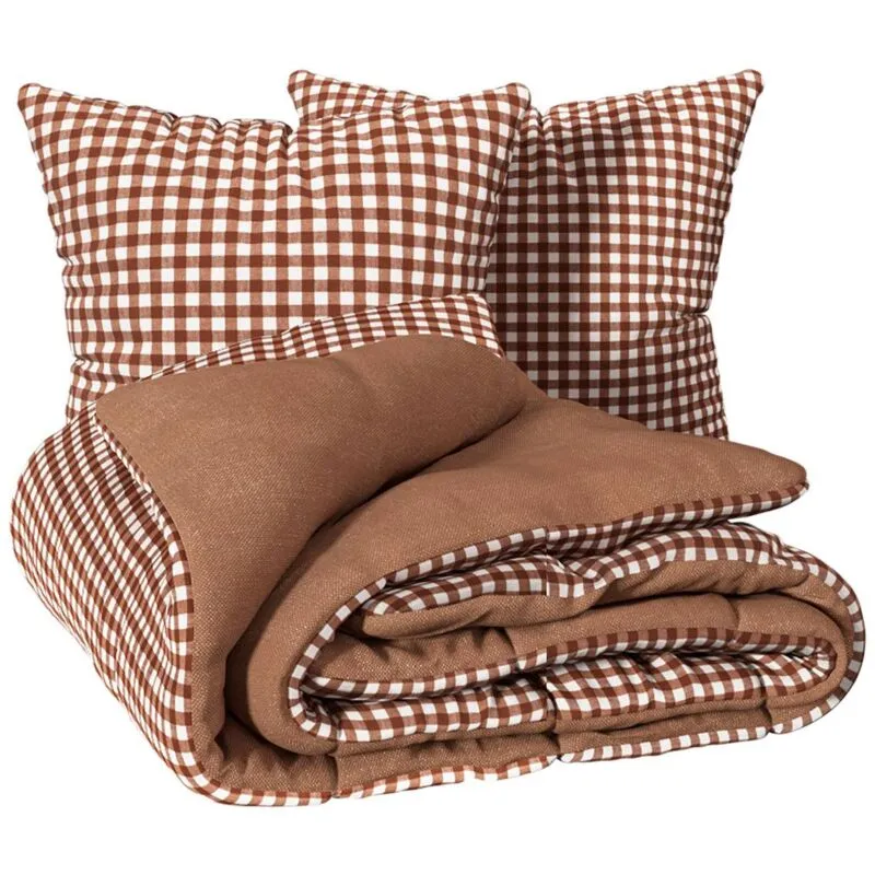 Atmosphera - Set di biancheria da letto stampata the floral 240x220cm rosa terracotta créateur d'intérieur - Brown