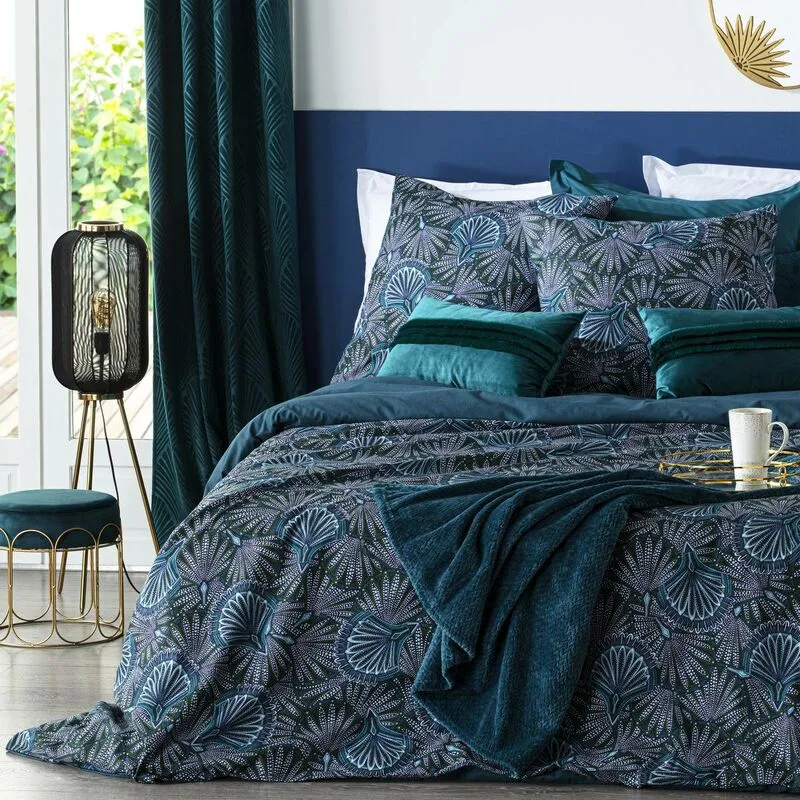 Set di biancheria da letto eventail in cotone 240x220cm Atmosphera créateur d'intérieur - Blu