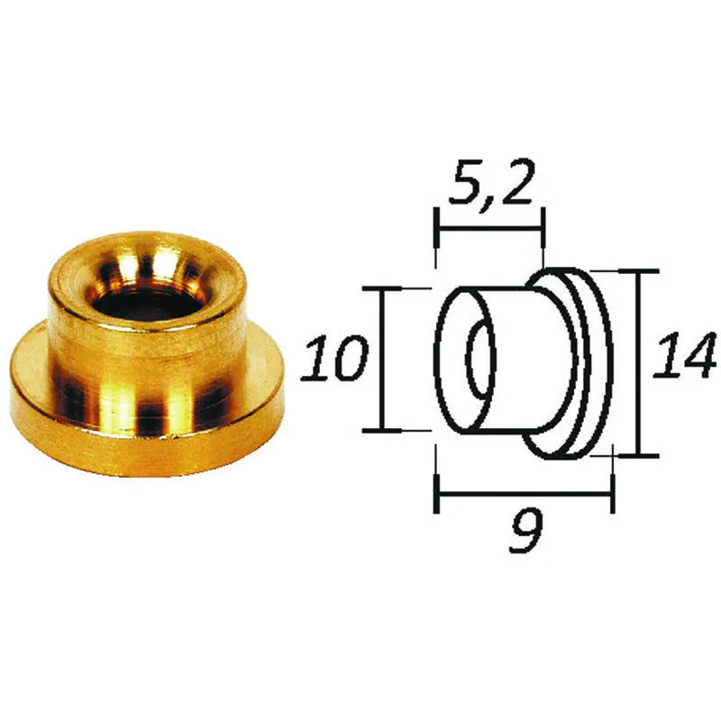 Passafilo in ottone per testine con sede - ø mm.9, ø esterno mm.14