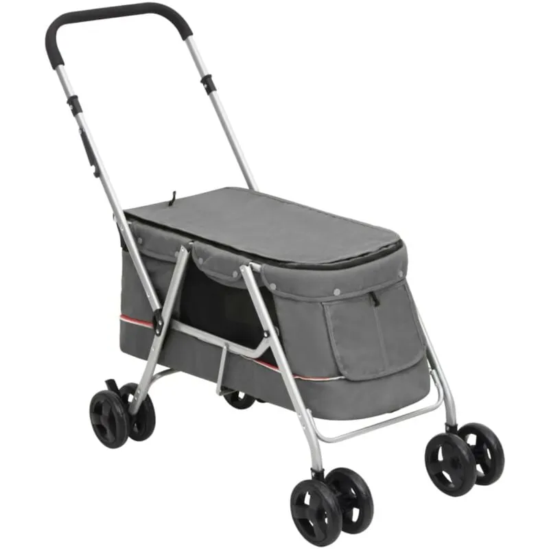 Vidaxl - Passeggino Cani Pieghevole Grigio 100x49x96cm Tessuto di Lino