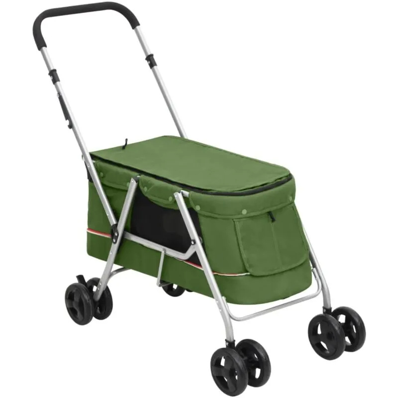 Vidaxl - Passeggino Cani Pieghevole Verde 100x49x96cm Tessuto di Lino