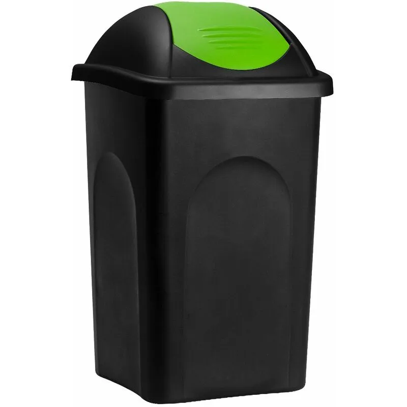  - Stefanplast Cestino per Rifiuti 68x41x41cm con Coperchio 60L Raccolta Differenziata Multicolore Nero/ Verde