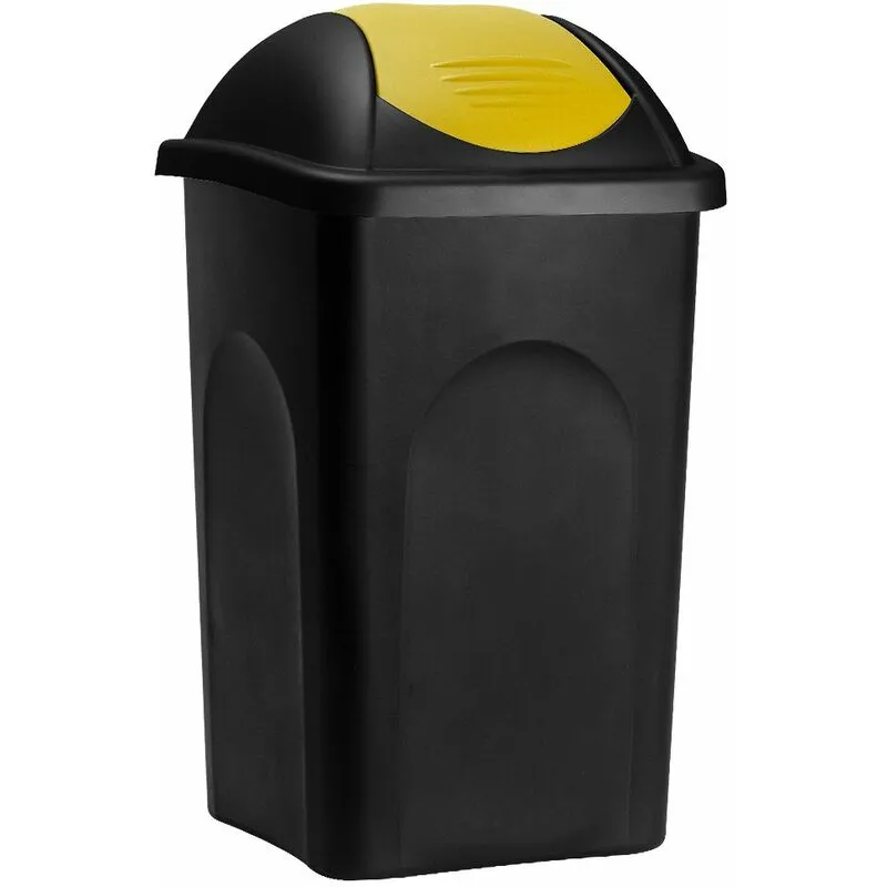  - Stefanplast Cestino per Rifiuti 68x41x41cm con Coperchio 60L Raccolta Differenziata Multicolore Nero/Giallo