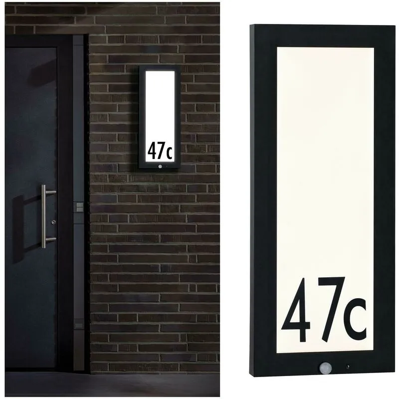 Paulmann pannello led numero civico 20x60 con sensore di movimento 13w luce calda 3000k in alluminio colore antracite 94256