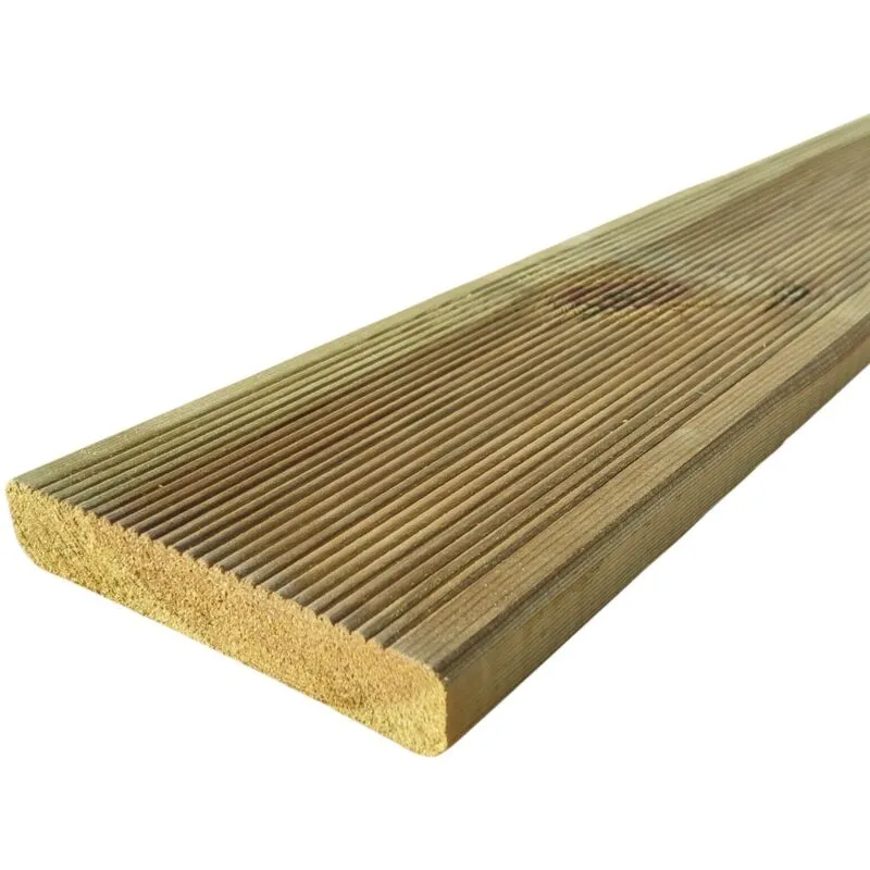 Pavimento in legno da esterno antiscivolo decking in pino impregnato mm 28 x 145