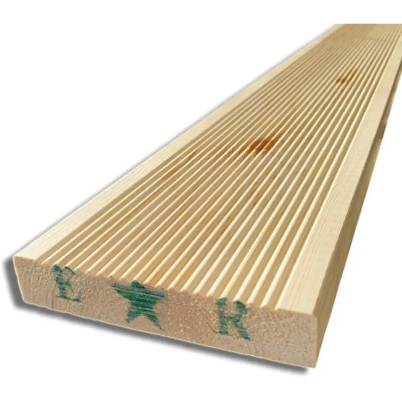 Pavimento Decking Naturale in Legno Antiscivolo da 150 cm, sezione 14,5x2,7 cm