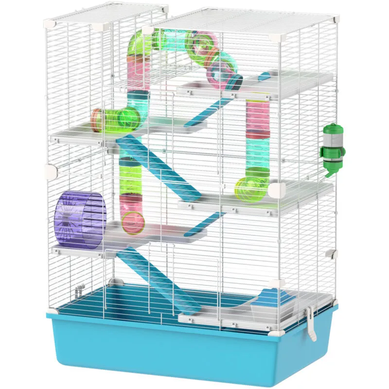 Pawhut - Gabbia per Criceti 6 Piani con Ruota, Tunnel, Rampe Bottiglia e Ciotola
