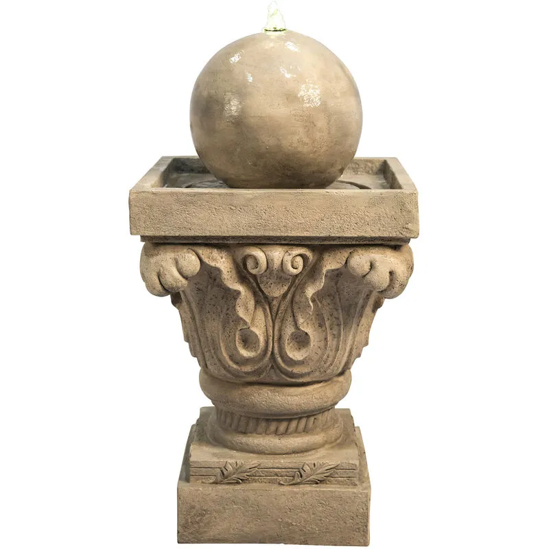 Teamson Home - Fontana d'Acqua Bacino Sfera a 2 Livelli con Luci e Pompa per Esterni e Giardino, Ornamento Zen a Cascata per Interni, Decorazione del