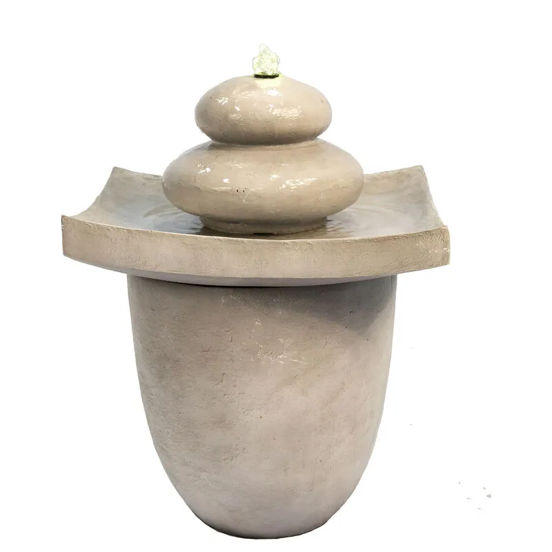 Teamson Home - Fontana d'Acqua Bacino Sfera a 2 Livelli con Luci e Pompa per Esterni e Giardino, Ornamento a Cascata per Interni, Decorazione del