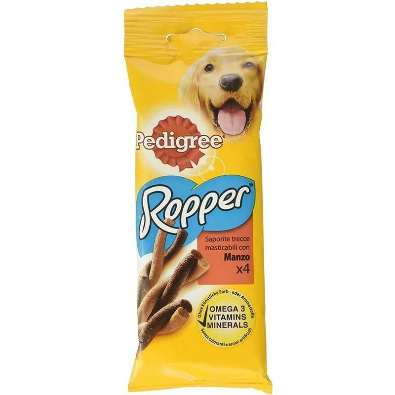  - ropper snack masticabile cane adulto trecce al manzo 4 pezzi 70 gr