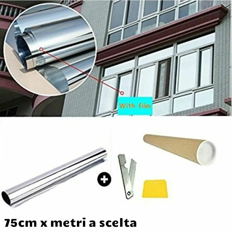 Pellicola effetto specchiato per finestre e vetrate colore argento Misura - 76cm x 300cm