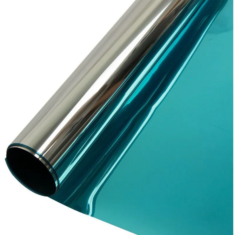 Stickerslab - Pellicola effetto specchiato per finestre e vetrate colore argento/blue Misura - 76cm x 300cm