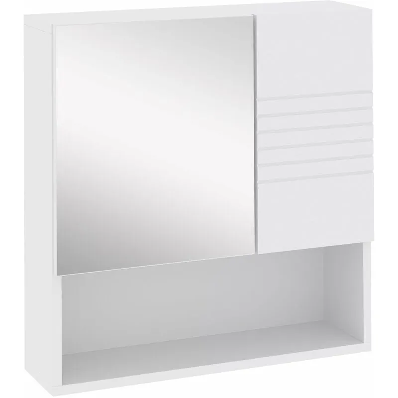 Giordanoshop - Pensile da Bagno con Specchiera 54x15x55 cm Ripiani Regolabili Bianco