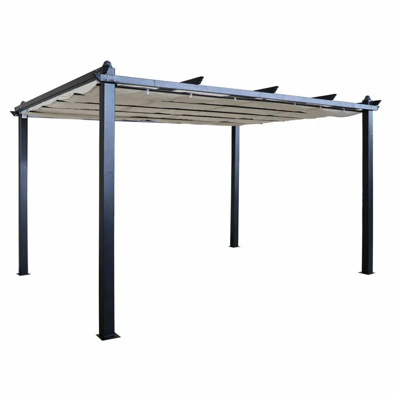 Pergola da Giardino 3x4 m in Alluminio Antracite Telo Beige