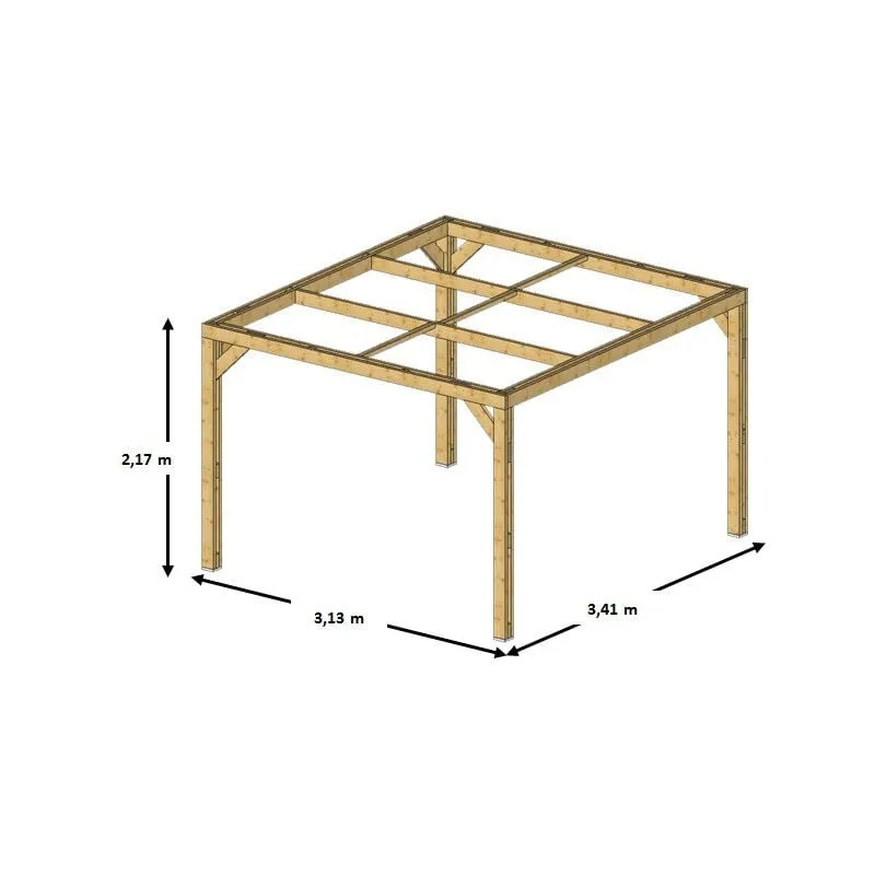 Pergola Thermauvent in Legno Trattato ad Alta Temperatura 341x313 H217 Pali 12x12