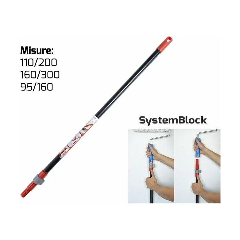 Asta Telescopica System Block Pertica Prolunga Rullo Bastone Pittura Nespoli - Misura: 95/160 cm