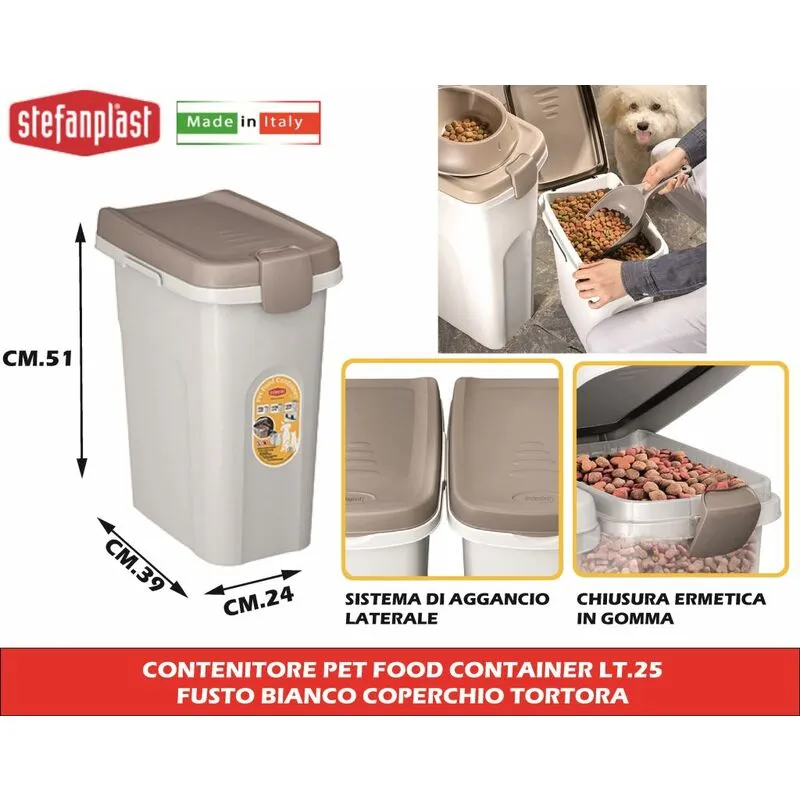 Bighouse It - pet food container LT.25 fusto bianco cop. tortora