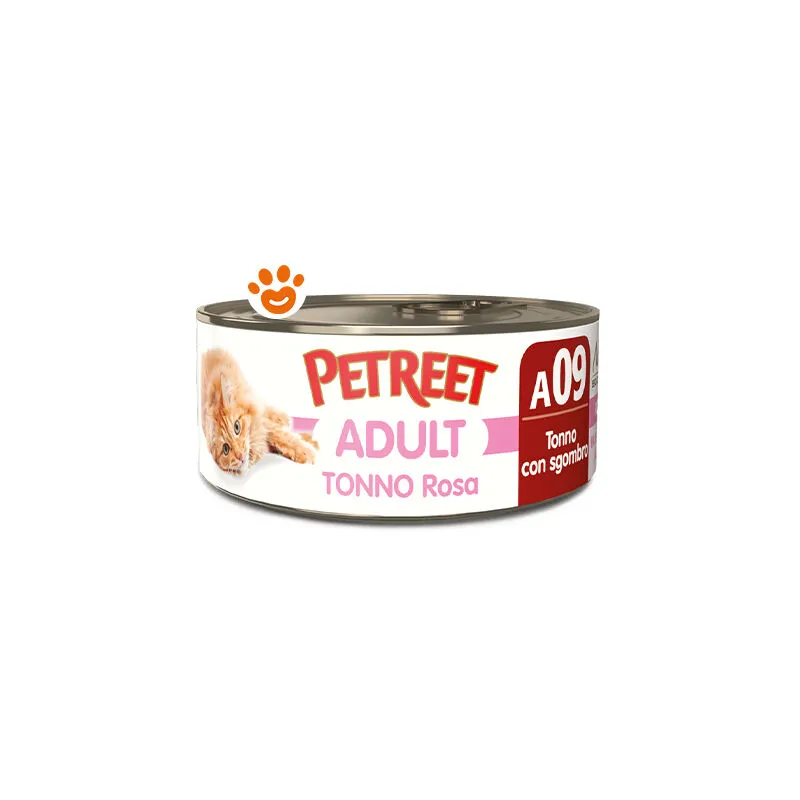 Natura Tonno Rosa per Gatto da 70 gr A09 - Tonno Rosa con Sgombro - Petreet