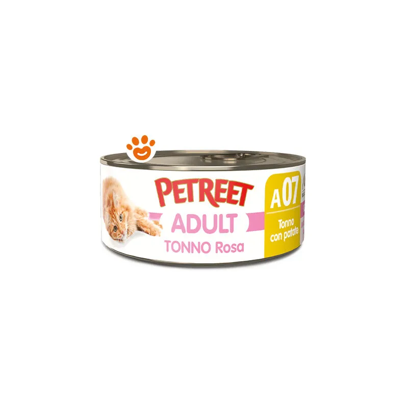 Natura Tonno Rosa per Gatto in Confezione da 6 x 70 gr A07 - Tonno Rosa e Patate - Petreet