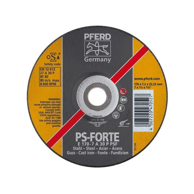 Disk Sbavatura Ps-Forte Per La Lavorazione Di Acciaio e Ghisa, ø x Spessore. : 178 x 7.2 Mm Modello Bent, Velocità Massima. 8600 Giri / Min