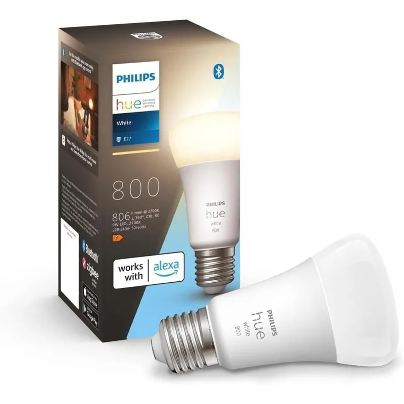  - White Lampadina led Smart, Bluetooh, Controllo Vocale E27, Luce Bianca Calda, Dimmerabile, 9W